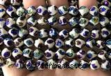 CAA6216 8mm faceted round AB-Color electroplated Tibetan Agate beads