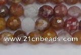 CAG9911 15.5 inches 6mm faceted round red moss agate beads