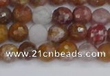 CAG9911 15.5 inches 6mm faceted round red moss agate beads