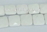 CAA04 15.5 inches 10*10mm faceted square white agate gemstone beads