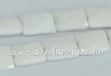 CAA07 15.5 inches 10*14mm faceted rectangle white agate gemstone beads