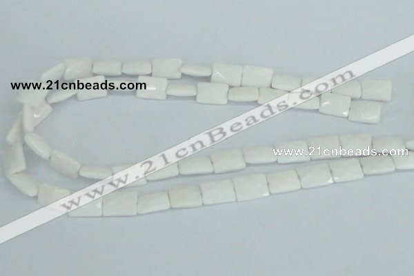 CAA07 15.5 inches 10*14mm faceted rectangle white agate gemstone beads