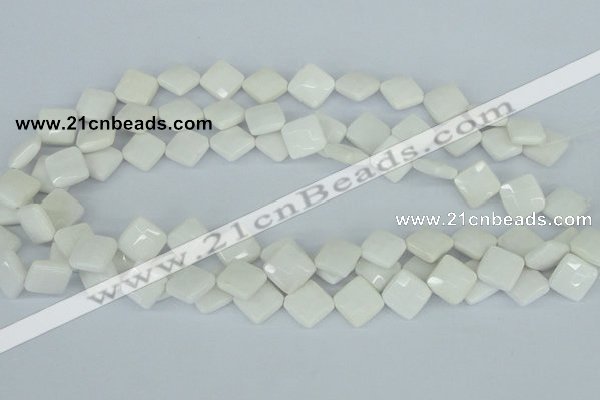 CAA09 15.5 inches 12*12mm faceted diamond white agate gemstone beads