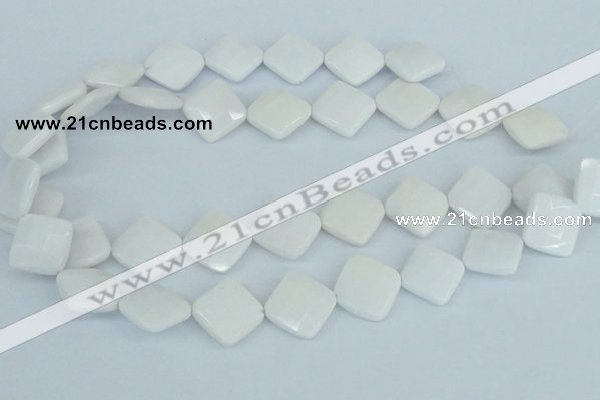 CAA10 15.5 inches 18*18mm faceted diamond white agate gemstone beads