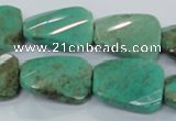 CAA100 15.5 inches 15*20mm faceted & twisted rectangle grass agate beads