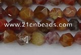 CAA1000 15.5 inches 6mm faceted nuggets red moss agate beads