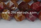 CAA1002 15.5 inches 10mm faceted nuggets red moss agate beads