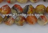 CAA1015 15.5 inches 8mm faceted nuggets red crazy lace agate beads