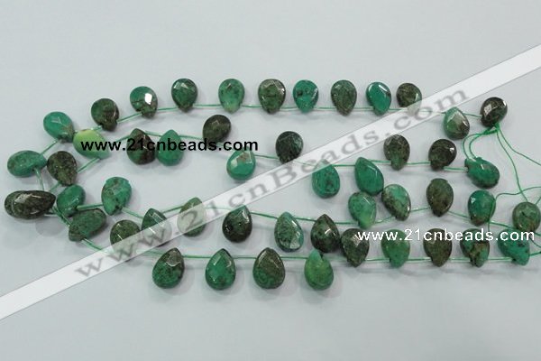 CAA102 15.5 inches 12*16mm briolette grass agate gemstone beads