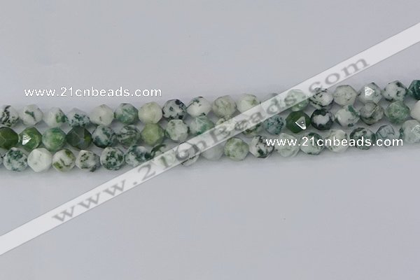 CAA1021 15.5 inches 8mm faceted nuggets tree agate beads