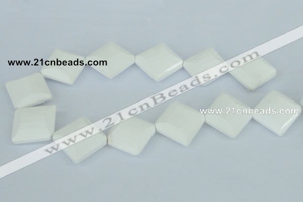 CAA11 15.5 inches 25*25mm faceted diamond white agate gemstone beads