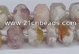 CAA1115 15.5 inches 10*14mm - 12*16mm faceted nuggets sakura agate beads