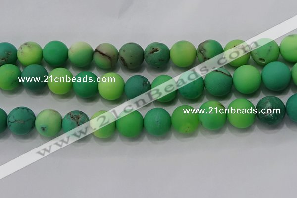 CAA1154 15.5 inches 12mm round matte grass agate beads wholesale