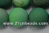 CAA1155 15.5 inches 14mm round matte grass agate beads wholesale