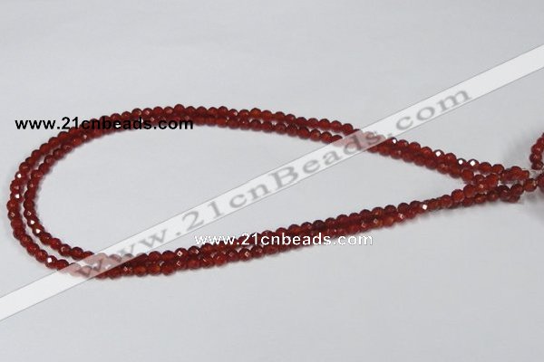 CAA117 15.5 inches 4mm faceted round red agate gemstone beads