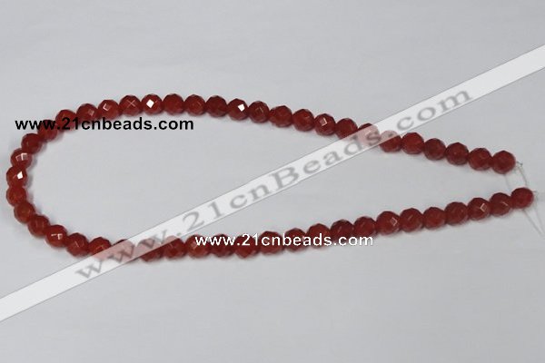 CAA118 15.5 inches 8mm faceted round red agate gemstone beads