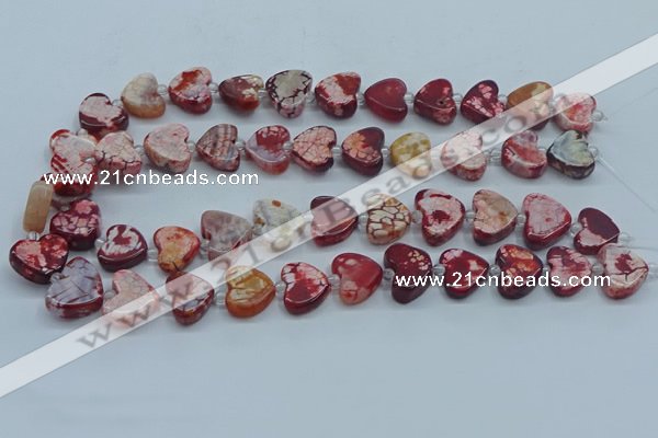 CAA1188 15.5 inches 16mm - 18mm heart dragon veins agate beads