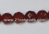 CAA119 15.5 inches 12mm faceted round red agate gemstone beads