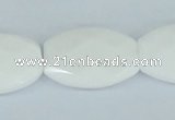 CAA12 15.5 inches 20*30mm faceted oval white agate gemstone beads