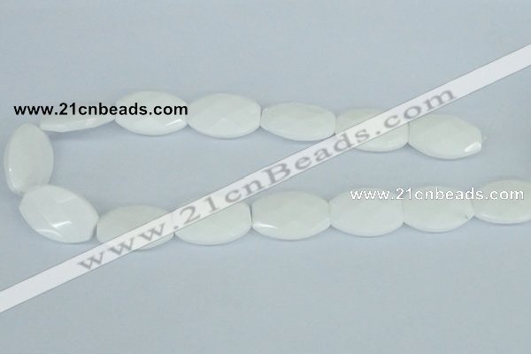 CAA12 15.5 inches 20*30mm faceted oval white agate gemstone beads