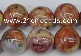 CAA1225 15.5 inches 14mm round gold mountain agate beads