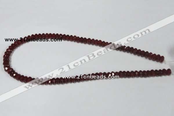 CAA123 15.5 inches 5*8mm faceted rondelle red agate gemstone beads