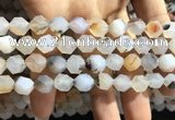 CAA1232 15.5 inches 10mm faceted nuggets matte dendritic agate beads