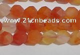 CAA1236 15.5 inches 6mm faceted nuggets matte red agate beads