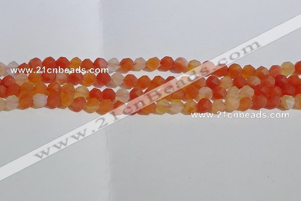 CAA1236 15.5 inches 6mm faceted nuggets matte red agate beads