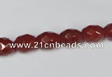 CAA125 15.5 inches 8*10mm faceted rice red agate gemstone beads