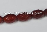 CAA126 15.5 inches 10*14mm faceted rice red agate gemstone beads