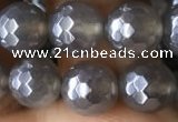 CAA1261 15.5 inches 8mm faceted round AB-color grey agate beads