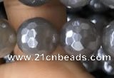 CAA1262 15.5 inches 10mm faceted round AB-color grey agate beads