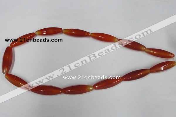 CAA127 15.5 inches 10*30mm rice red agate gemstone beads