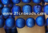 CAA1279 15.5 inches 6mm round matte plated druzy agate beads