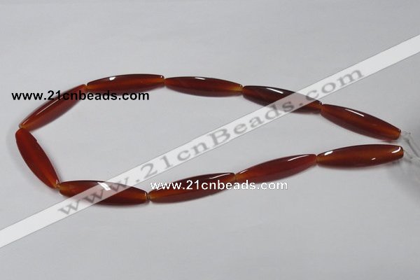 CAA128 15.5 inches 10*40mm rice red agate gemstone beads