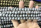 CAA1290 15.5 inches 8mm round matte plated druzy agate beads