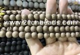 CAA1295 15.5 inches 8mm round matte plated druzy agate beads