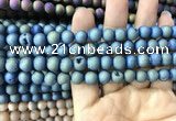 CAA1297 15.5 inches 8mm round matte plated druzy agate beads