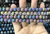 CAA1298 15.5 inches 8mm round matte plated druzy agate beads