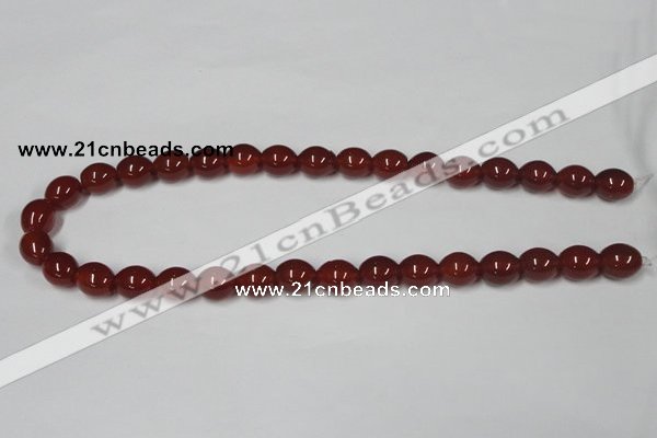 CAA130 15.5 inches 10*12mm egg-shaped red agate gemstone beads