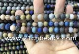 CAA1301 15.5 inches 8mm round matte plated druzy agate beads