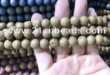 CAA1316 15.5 inches 10mm round matte plated druzy agate beads