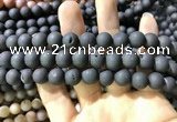 CAA1320 15.5 inches 10mm round matte plated druzy agate beads