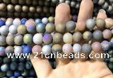 CAA1321 15.5 inches 10mm round matte plated druzy agate beads