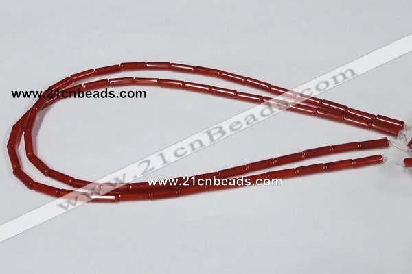 CAA136 15.5 inches 4*13mm column red agate gemstone beads