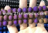 CAA1374 15.5 inches 16mm round matte plated druzy agate beads