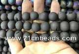 CAA1381 15.5 inches 16mm round matte plated druzy agate beads