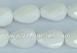 CAA14 15.5 inches 13*18mm faceted & twisted oval white agate beads