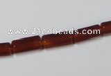 CAA141 15.5 inches 6*12mm faceted column red agate gemstone beads